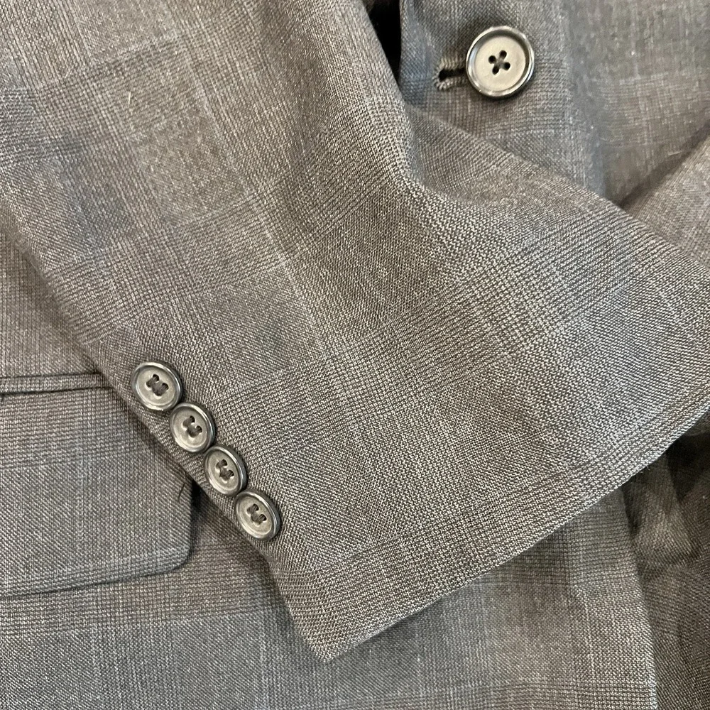 Hart Schaffner Marx Sport Coat Mens Size 40R Gray Windowpane Pattern‎